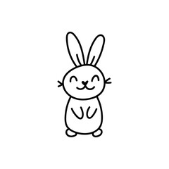 Hand drawn cute doodle easter bunny character