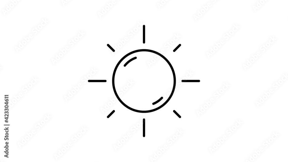 Poster sun flat animated icon. 4k animated icon to improve your project and explainer video.aplha channel