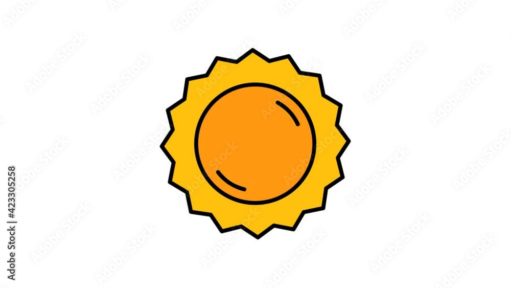 Poster sun flat animated icon. 4k animated icon to improve your project and explainer video.aplha channel