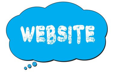 WEBSITE text written on a blue thought bubble.