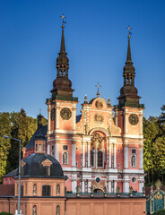 Fototapeta na wymiar Main church of Most Holy Virgin Mary, Queen of Poland, Holy Linden sanctuary in Swieta Lipka village, Poland
