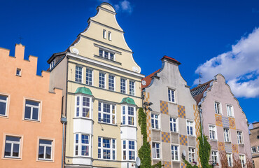 Obraz premium Tenements on the main square of Old Town in Olsztyn city, Poland