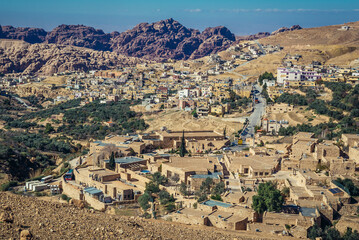 Obraz premium View of Wadi Musa town in Petra Department, Jordan
