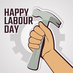 Labour day. fist wiith hammer illustration. 1st may 