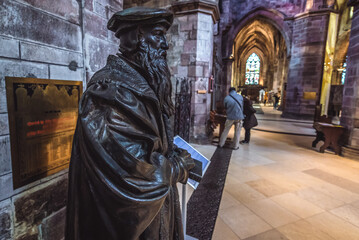 Edinburgh, Scotland - January 18, 2020: Sculpture of John Knox in Cathedral of Saint Giles - High...