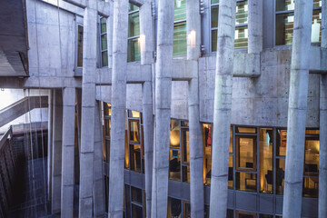 Obraz premium Edinburgh, Scotland - January 18, 2020: Scottish Parliament in Edinburgh city