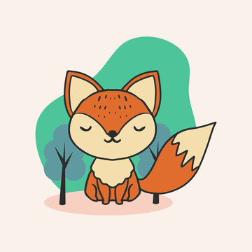 Animal forest cute illustration design