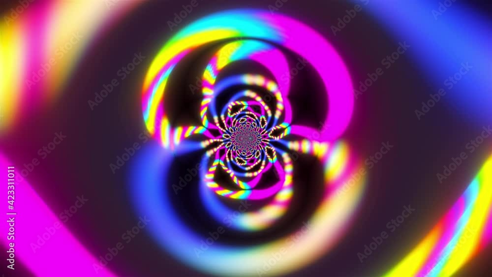 Poster geometric party with 3d render futuristic rainbow vortex and swirling gradient. electronic flashes w
