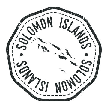 Solomon Islands Map Stamp Retro Postmark. Silhouette Postal Passport. Seal Round Vector Icon. Badge Vintage Postage Design.