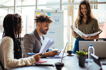 Multiethnic business team meeting in the office.