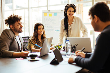 Multiethnic business team meeting in the office.