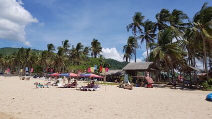 beach with umbrellas