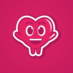 Doodle pink heart say hello. valentine emoticon