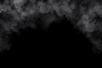 smoke on black and white background, black cloud