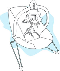 Baby Rocker And Bouncer Design. Mamas and Papas Baby Bouncing Cradle vector sketch template