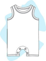 Sleeveless Romper design. Baby clothes design template flat sketch