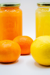Lemons and Mandarins Mason Jar Close Up