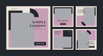 Fashion minimalist social media post template collection