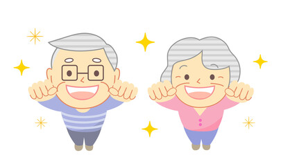 Elderly people raise a clenched fist healthy life - obrazy, fototapety, plakaty