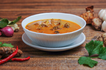 Gulai kambing is Indonesian traditional food, type of food containing rich, spicy and succulent curry-like sauce. The main ingredients is goat meat and coconut milk