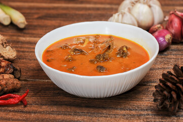 Gulai kambing is Indonesian traditional food, type of food containing rich, spicy and succulent curry-like sauce. The main ingredients is goat meat and coconut milk