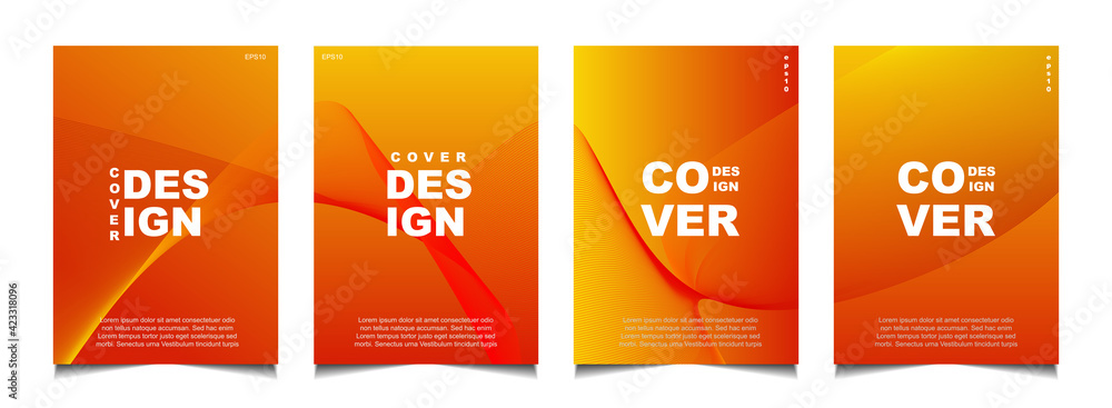 Poster set of trendy gradient cover design abstract universal background template with colorful line on bla