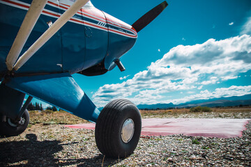 airplane wheel on dirt track