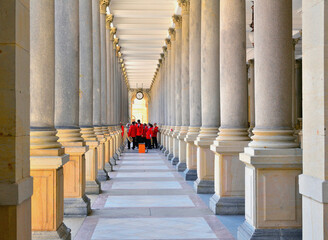 Musicians Prepare to Perform at the Colonnade in Karlovy Vary, Czechia