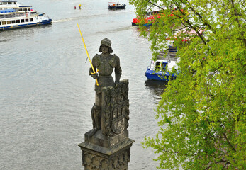 Statue of Legendary Prince Bruncv&iacute;k on Charles Bridge in Prague, Czechia