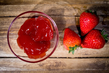 Delicious strawberry jam in close-up - studio photography