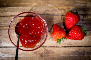 Delicious strawberry jam in close-up - studio photography