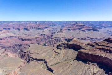 Fototapeta na wymiar Clear skies and The Grand Canyon. that is a huge valley cut by the Colorado River.