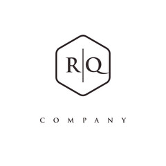 initial RQ logo design vector