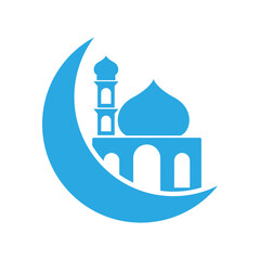Crescent moon mosque icon design template