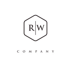 initial RW logo design vector