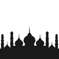 Islamic mosque silhouette vector illustration design, Muslim architecture shadow in black