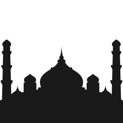 Islamic mosque silhouette vector illustration design, Muslim architecture shadow in black