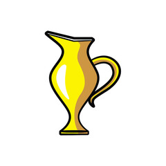 Golden jug in drawing style isolated vector. Hand drawn object illustration for your presentation, teaching materials or others.
