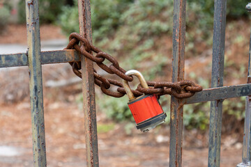 padlock and chain on the fence