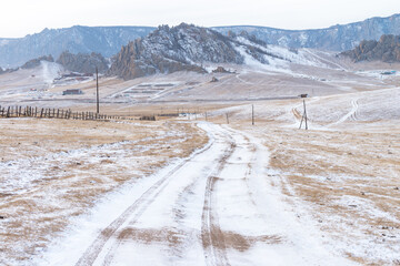 Obraz premium Gorkhi-Terelj National Park at Ulaanbaatar , Mongolia Jan 2019. 