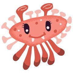Illustration vector graphic of cute virus or little monster. Perfect for print product, sticker, etc.
