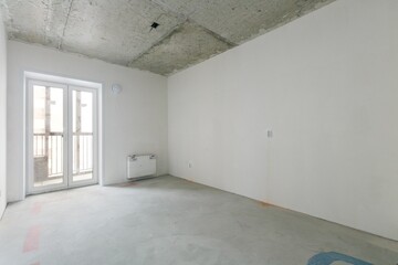interior of the apartment without decoration in gray colors. rough finish