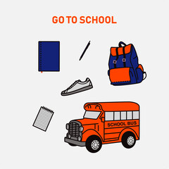 set of school equipment vector. icon. clipart. Sign/symbol.