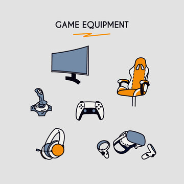 set of game equipment vector. icon. clipart. Sign/symbol.