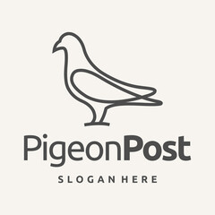 Fototapeta na wymiar pigeon line art logo design template vector