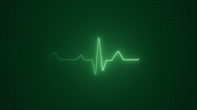 4K 3D EKG Heartbeat Display Monitor Motion Graphics, HUD Element loop animation. EKG - Heartbeat. shows heartthrob electrocardiogram medical screen with a graph of heart rhythm on black background