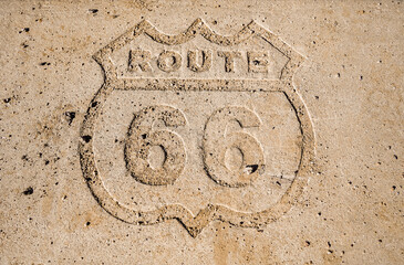route 66 sign in the cement