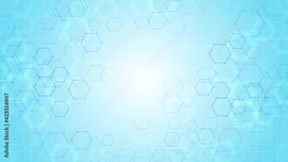 Poster 4k loop technology hexagons structure or molecular connect elements. science, technology genetics bi