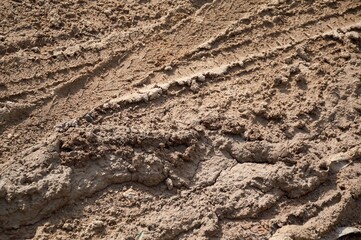 dry wheel track on dirt soil texture