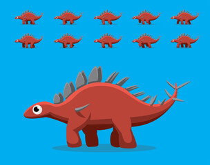 Animal Animation Sequence Dinosaur Kentrosaurus Walking Cartoon Vector
